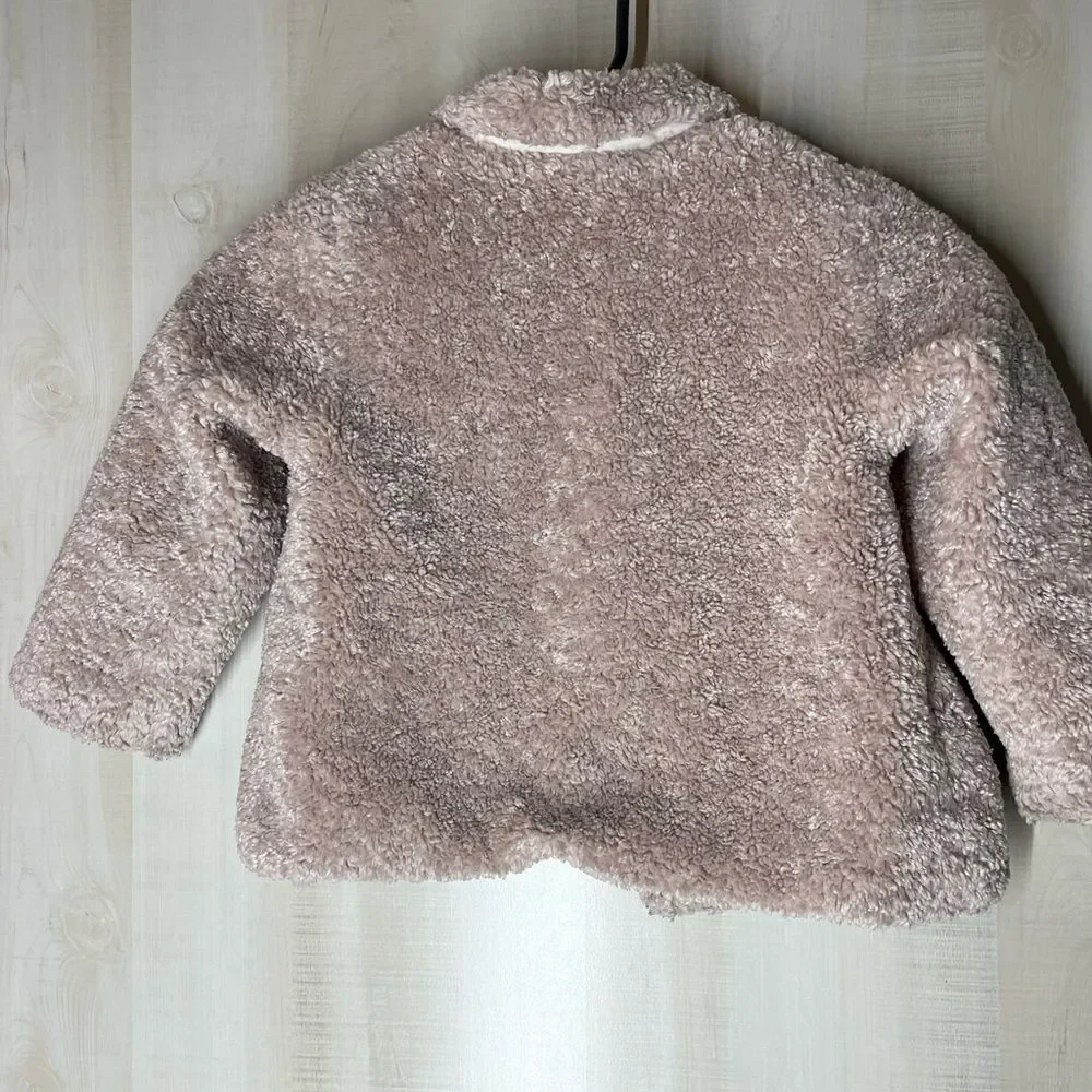 ZARA baby light pink‎ mauve sherpa coat, 3-4 years